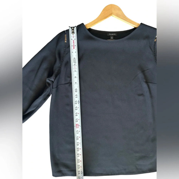 Talbots Size L Black Blouse Shirt With Lace Insets, Zip Side and‎ 3/4 Sleeves - Picture 7 of 8